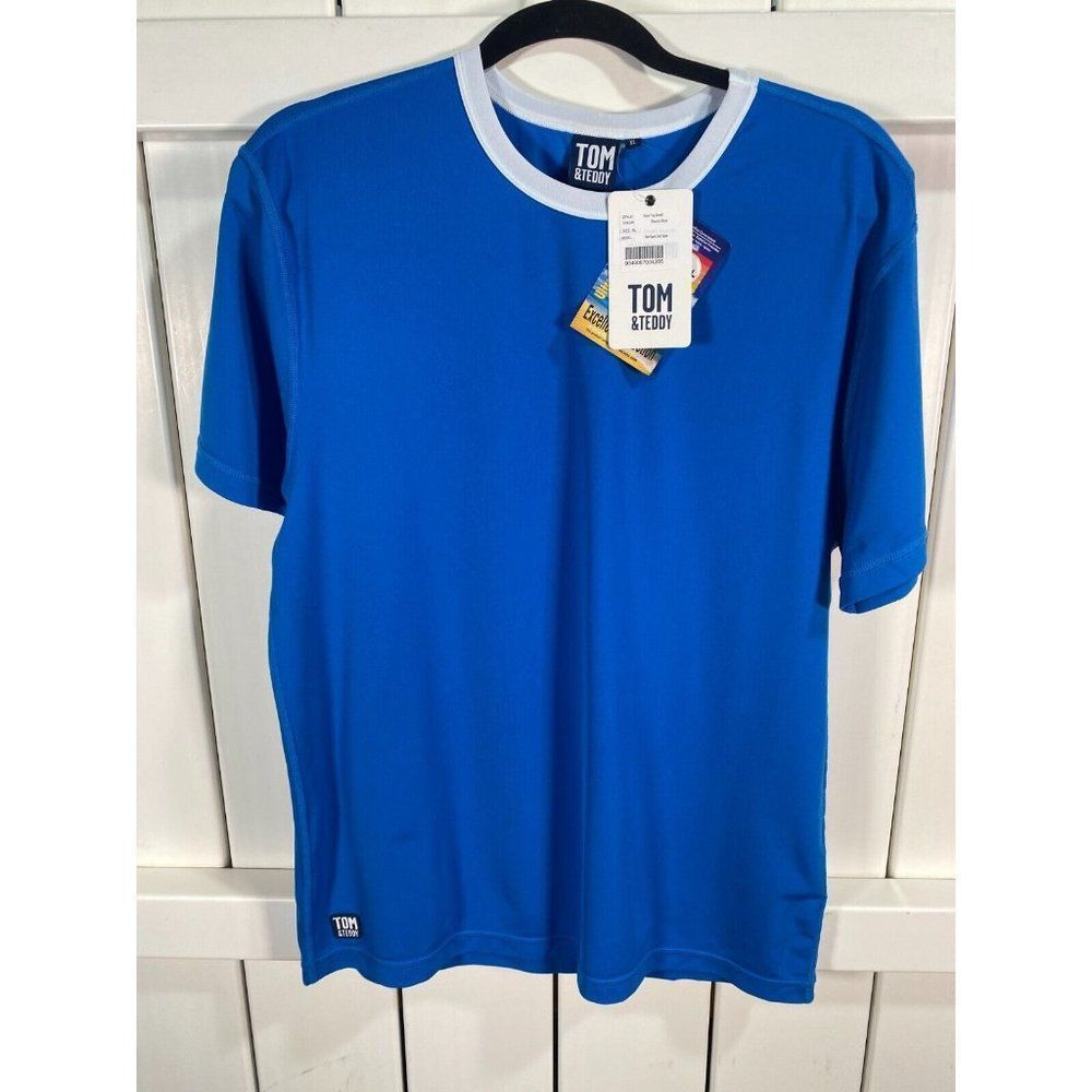 New W/ Tags Tom & Teddy Men's Tee Shirt UPF 50+ Blue XL